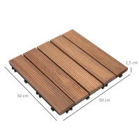 Outsunny 27 Pcs Wood Interlocking Deck Tiles, 12 x 12in Outdoor Flooring Tiles for Indoor and Outdoor Use, Tools Free Assembly, Brown(m-3)