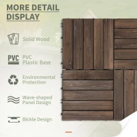 Outsunny 27 Pcs Wood Interlocking Deck Tiles, 12 x 12in Outdoor Flooring Tiles for Indoor and Outdoor Use, Tools Free Assembly, Black(m-4)