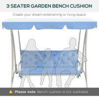Outsunny 3-Seater Outdoor Bench Swing Chair Replacement Cushions for Patio Garden, Light Blue(m-7)