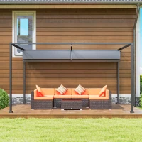 Outsunny 13' x 10' Patio Pergola with Retractable Canopy, Outdoor Sun Shelter, Yard Shade, Dark Grey(m-10)