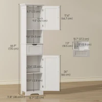HOMCOM 67" Tall Bathroom Storage Cabinet, Narrow Bathroom Cabinet with LED Light, Adjustable Shelf, Open Compartment, Drawer(m-3)