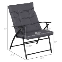 Outsunny Set of 2 Outdoor Folding Chairs with Adjustable Backrest, Padded Camping Chairs for Outdoor Events, Grey(m-3)