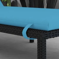Outsunny Patio Chaise Lounge Chair Cushion Replacement Sun Lounger Pads with Headrest and Ties, Turquoise(m-10)