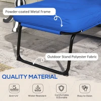Outsunny Outdoor Lounge Chair with Padded Cushion, Folding Reclining Patio Garden Chair with Recline Back, Footrest, for Poolside, Patio, Blue(m-4)