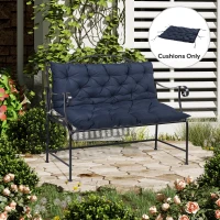 Outsunny 2 Seater Garden Bench Cushion, Soft Thick Outdoor Non-Slip 2 Seater Soft Pad With Backrest for Garden Patio, 52" x 43" x 4", Navy Blue(m-7)