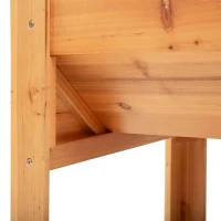 Outsunny Wooden Raised Garden Plant Stand Outdoor Tall Flower Bed Box with Hooks, 48" x 24" x 32", Nature Wood(m-10)