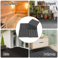 Outsunny 9 Pcs PP Interlocking Composite Deck Tile, 12" x 12" Outdoor Flooring Tiles for Indoor and Outdoor Use, Tools Free Assembly, Black(m-7)