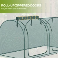 Outsunny 8' x 4' Crop Cage, Plant Protection Tent, with Two Zippered Doors and 4 Ground Stakes, for Garden, Yard, Lawn, Dark Green(m-6)