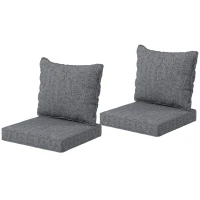 Outsunny 4-Piece Seat Cushion Pillows Replacement, Patio Chair Cushions Set with Back for Indoor Outdoor, Grey(m-2)