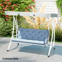 Outsunny 2 Seater Garden Bench Cushion, Soft Thick Outdoor Non-Slip 2 Seater Soft Pad With Backrest for Garden Patio, 47" x 43" x 5", Light Blue(m-7)