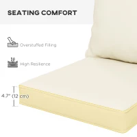 Outsunny Seat Cushion Back Pillows Replacement Set of 2, Patio Chair Cushions Set for Indoor Outdoor, Cream White(m-6)