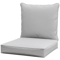 Outsunny Patio Chair Cushions, Thick Deep Seat Outdoor Seat Cushion with Back Cushion, Light Grey(m-11)