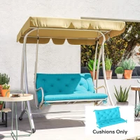 Outsunny Garden Bench Cushion with Backrest, Non-Slip 2 Seater Thick Pad with Ties, Turquoise(m-8)