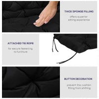 Outsunny Porch Swing Cushion Garden Bench Cushion with Backrest, Non-Slip 2-seater Soft Pad, Swing Chair Mat Replacement for Indoor and Outdoor, 39.4" x 38.6", Black(m-6)