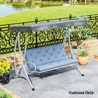 Outsunny 2 Seater Garden Bench Cushion, Soft Thick Outdoor Non-Slip 2 Seater Soft Pad With Backrest for Garden Patio, 47" x 43" x 5", Light Blue(m-9)