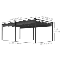 Outsunny 11.7' x 19.6' Retractable Pergola Canopy, Aluminum Pergola for Grill, Patio, Garden, Deck(m-3)