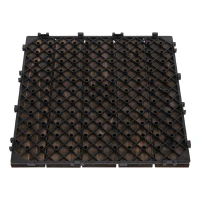 Outsunny 27 Pcs Wood Interlocking Deck Tiles, 12 x 12in Outdoor Flooring Tiles for Indoor and Outdoor Use, Tools Free Assembly, Black(m-12)