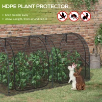 Outsunny 8' x 4' Crop Cage, Garden Plant Protector, with 2 Zippered Doors and 6 Ground Stakes, for Garden, Yard, Lawn, Black(m-4)