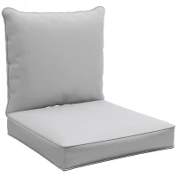 Outsunny Patio Chair Cushions, Thick Deep Seat Outdoor Seat Cushion with Back Cushion, Light Grey(m-2)