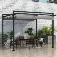 Outsunny 10' x 10' Retractable Pergola, Garden Gazebo Shade Shelter, for Grill, Patio, Deck, Dark Grey(m-8)