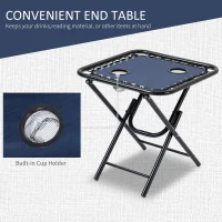 Outsunny Zero Gravity Chair Set of 2 Patio Chair with Side Table Cupholders and Pillows for Pool, Backyard, Lawn, Beach, Blue(m-5)