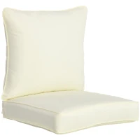 Outsunny Patio Chair Cushions, Thick Deep Seat Outdoor Seat Cushion with Back Cushion, Cream White(m-11)