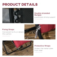 Outsunny Folding Garden Chairs Set of 2, Reclining Zero Gravity Chair, Sun Lounger with Cushion and Headrest, Wine Red(m-7)