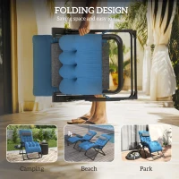 Outsunny Padded Folding Recliner Chair, Patio Lounger with Cupholder, Adjustable Backrest, Removable Cushion, Navy Blue(m-5)