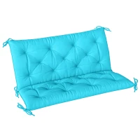Outsunny Garden Bench Cushion with Backrest, Non-Slip 2 Seater Thick Pad with Ties, Turquoise(m-2)