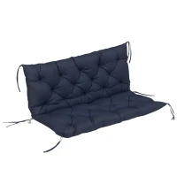 Outsunny 2 Seater Garden Bench Cushion, Soft Thick Outdoor Non-Slip 2 Seater Soft Pad With Backrest for Garden Patio, 52" x 43" x 4", Navy Blue(m-2)