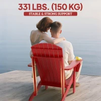 Outsunny Classic Adirondack Chair, Muskoka Chairs, Garden Deck Chair with Cup Holder for Patio, Indoor, Backyard, Red(m-7)