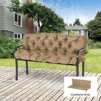 Outsunny Porch Swing Cushion Garden Bench Cushion with Backrest, Non-Slip 3-Seater Soft Pad, 59.1" x 38.6", Khaki(m-1)
