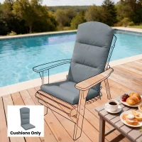 Outsunny Patio Chair Cushion for Adirondack Chairs Replacement Cushion with Back and Ties, Dark Grey(m-10)