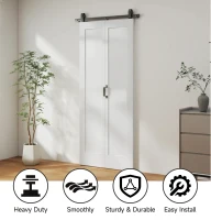 HOMCOM 35" x 83" Sliding Door with 3.6FT Bi-Folding Door, Hardware Kit Included & Handle, DIY Paintable MDF Surface(m-5)