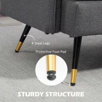 HOMCOM 55" Loveseat Sofa, Linen Love Seat w/ S spring, Steel Legs and Button Tufting, Small Couch for Living Room, Dark Grey(m-5)