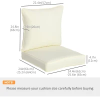 Outsunny Patio Chair Cushions, Thick Deep Seat Outdoor Seat Cushion with Back Cushion, Cream White(m-3)