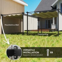 Outsunny 10' x 12' Retractable Pergola Canopy with Roller Shade, Free Standing Patio Gazebo, UPF30+(m-6)