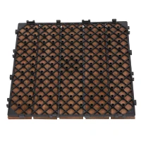 Outsunny 27 Pcs Wood Interlocking Deck Tiles, 12 x 12in Outdoor Flooring Tiles for Indoor and Outdoor Use, Tools Free Assembly, Brown(m-10)