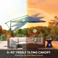 Outsunny 10 ft Offset Patio Umbrella with Cover, Hanging Cantilever Umbrella with 360° Rotation, Crank Handle, Tilt, Navy Blue(m-5)