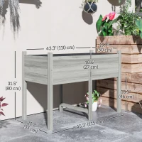 Outsunny Wooden Raised Planter Box with Drain Holes for Vegetables, Flowers, Outdoor Garden Bed, 45.3x21.7x31.5inch, Grey(m-3)