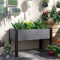 Outsunny Raised Garden Bed, Elevated Planter Box, 47"x24"x29" with Legs, Metal Frame, Wooden Planter Pot for Backyard, Patio to Grow Vegetables, Herbs, and Flowers, Grey(m-1)