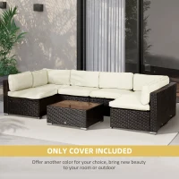 Outsunny Outdoor 14pc Patio Rattan Sofa Set Cushion Polyester Cover Replacement Set - No Cushion Included, Cream White(m-6)