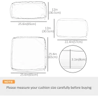 Outsunny Outdoor 14pc Patio Rattan Sofa Set Cushion Polyester Cover Replacement Set - No Cushion Included, Cream White(m-3)