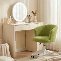 Vinsetto Armless Office Chair, Fluffy Computer Desk Chair with Adjustable Height, Swivel Wheels, Mid Back, Light Green(m-10)