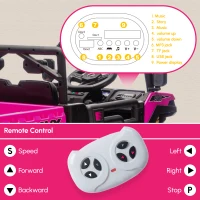 Qaba 24V 4WD Kids Ride On Truck with 6 Wheels Electric Ride On Car with Remote, Dump Bed for 3-8 Years, Pink(m-5)