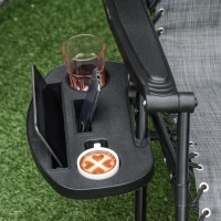 Outsunny Outdoor Zero Gravity Reclining Lounger Chair with Canopy Shade, Side Tray, Cupholder, Light Grey(m-12)