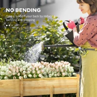 Outsunny Wooden Raised Garden Bed Planter, Large Elevated Planter Box with Legs, Bed Liner and Drain Holes, 7.4' x 1.8' x 2.6'(m-7)