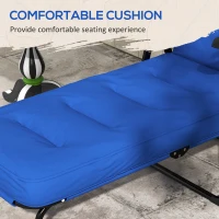 Outsunny Outdoor Lounge Chair with Padded Cushion, Folding Reclining Patio Garden Chair with Recline Back, Footrest, for Poolside, Patio, Blue(m-6)