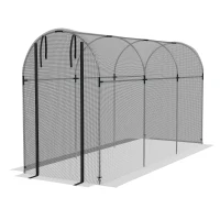 Outsunny Galvanized Steel Crop Cage, Plant Protection Tent with Zippered Door, 4' x 12', Black(m-2)