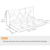Outsunny 2-Seater Garden Bench Cushion Swing Chair Mat Replacement with Backrest, for Indoor and Outdoor, 39.4"x38.6", Khaki(m-3)